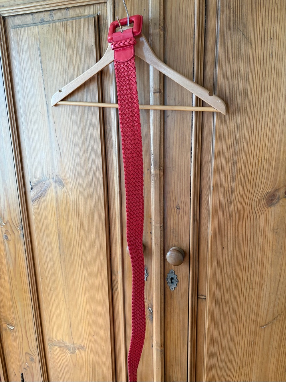 Women’s Orange Braided Vegan Leather Belt - Classic Woven Style